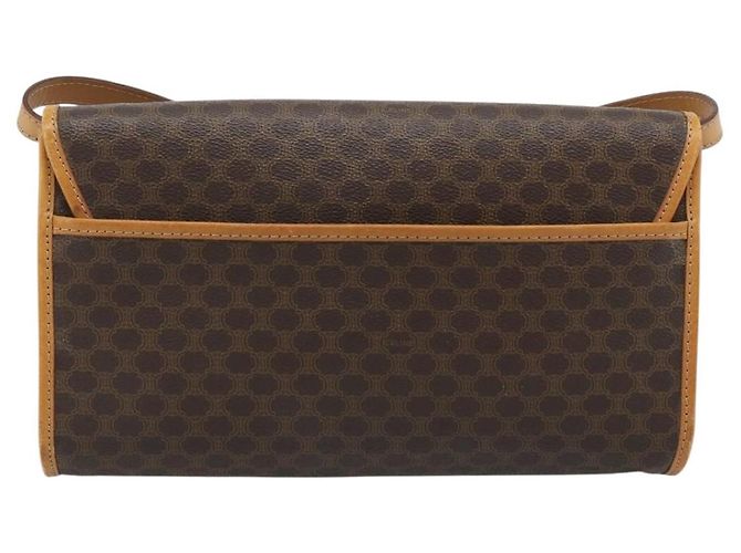 Céline Borsa a Spalla CELINE in Tela Macadam PVC Pelle Marrone Oro Auth bs35555 D'oro - vista 2