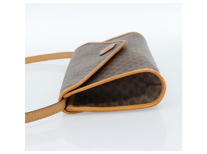Céline Borsa a Spalla CELINE in Tela Macadam PVC Pelle Marrone Oro Auth bs35555 D'oro - vista 3