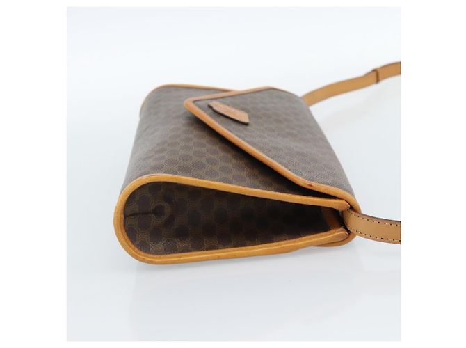 Céline Borsa a Spalla CELINE in Tela Macadam PVC Pelle Marrone Oro Auth bs35555 D'oro - vista 4