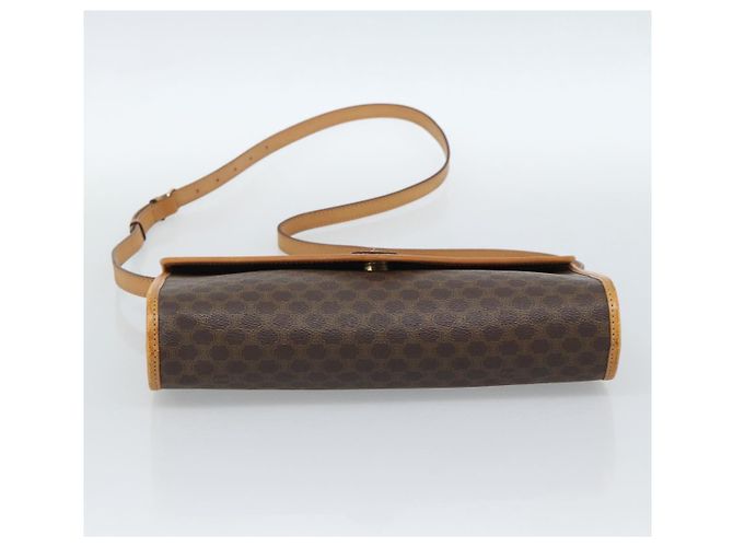 Céline Borsa a Spalla CELINE in Tela Macadam PVC Pelle Marrone Oro Auth bs35555 D'oro - vista 5