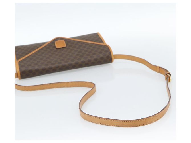 Céline Borsa a Spalla CELINE in Tela Macadam PVC Pelle Marrone Oro Auth bs35555 D'oro - vista 7