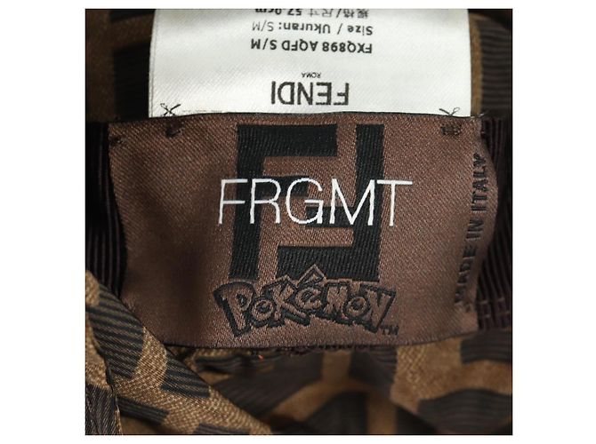 FENDI x FRGMT x POKMON ZUCCA Canvas Bucket Hat Mini-Dragon Braun Auth 167411SM Schwarz - Ansicht 16