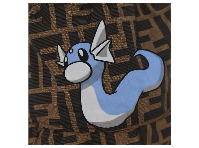 FENDI x FRGMT x POKMON ZUCCA Canvas Bucket Hat Mini-Dragon Braun Auth 167411SM Schwarz - Ansicht 5