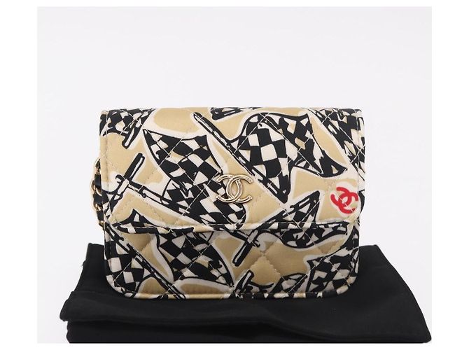 CHANEL Borsa a tracolla Chain Shoulder Pouch Mini Matelasse 12 Satin Beige Gold CC Auth 185440M D'oro - vista 12
