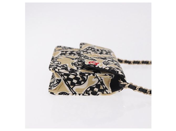 CHANEL Borsa a tracolla Chain Shoulder Pouch Mini Matelasse 12 Satin Beige Gold CC Auth 185440M D'oro - vista 3
