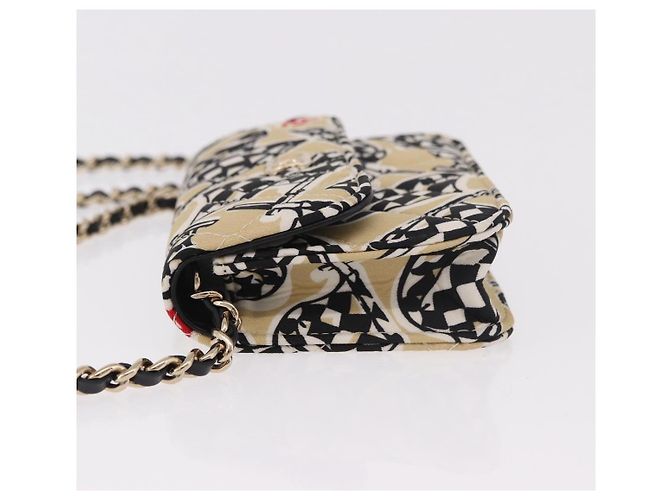 CHANEL Borsa a tracolla Chain Shoulder Pouch Mini Matelasse 12 Satin Beige Gold CC Auth 185440M D'oro - vista 4