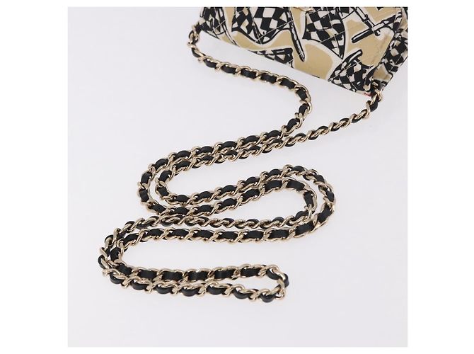 CHANEL Borsa a tracolla Chain Shoulder Pouch Mini Matelasse 12 Satin Beige Gold CC Auth 185440M D'oro - vista 7