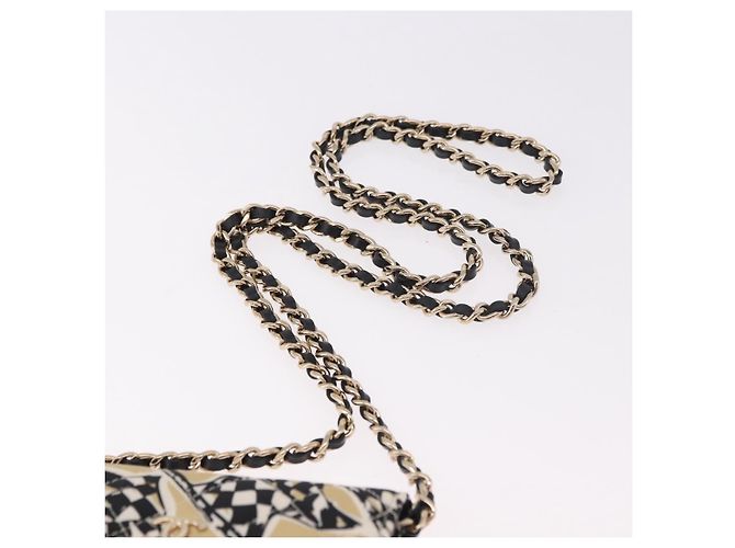 CHANEL Borsa a tracolla Chain Shoulder Pouch Mini Matelasse 12 Satin Beige Gold CC Auth 185440M D'oro - vista 8