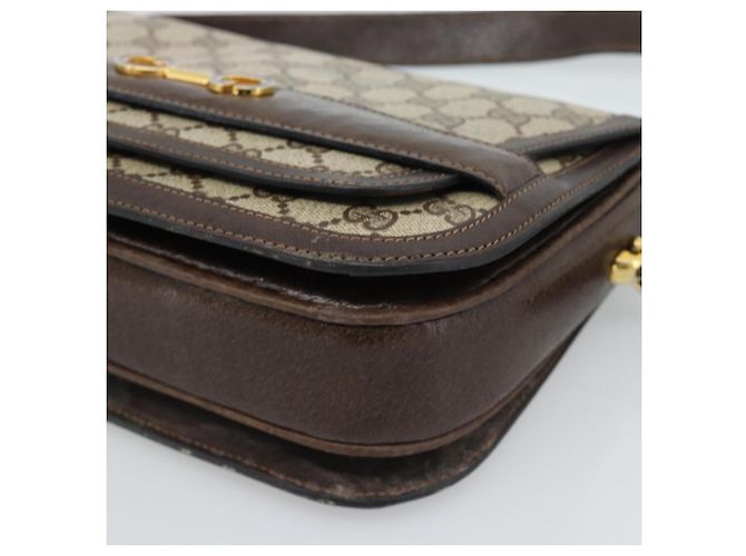 Borsa a tracolla GUCCI GG Supreme PVC Beige Oro Auth ep14725 D'oro - vista 10