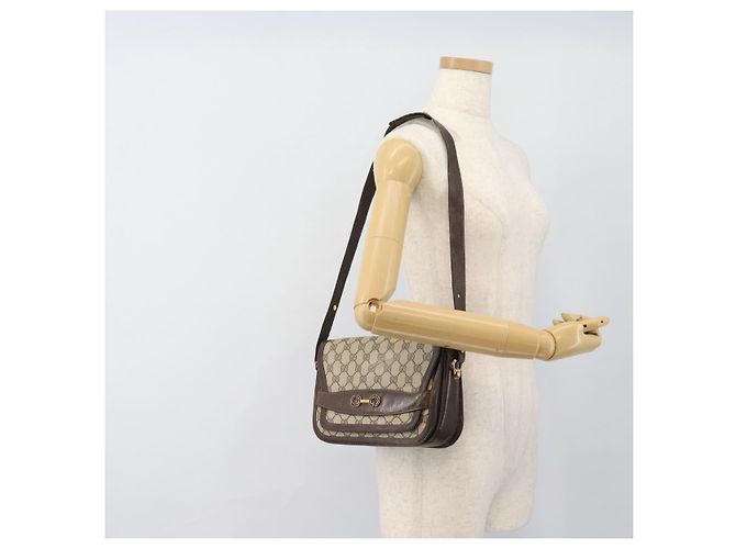 Borsa a tracolla GUCCI GG Supreme PVC Beige Oro Auth ep14725 D'oro - vista 24