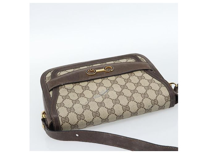 Borsa a tracolla GUCCI GG Supreme PVC Beige Oro Auth ep14725 D'oro - vista 6