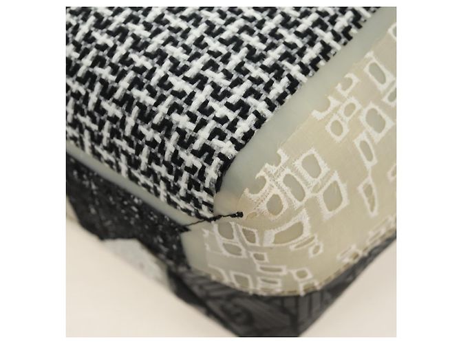 Borsa Tote Patchwork CHANEL in gomma Nero Argento CC Auth 183715SAV - vista 16