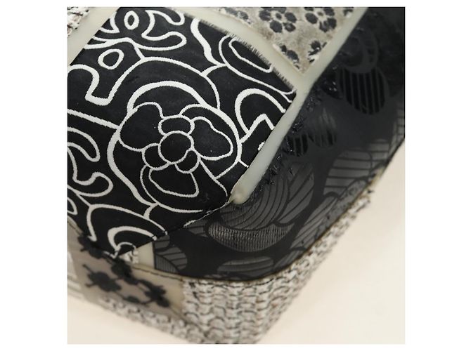 Borsa Tote Patchwork CHANEL in gomma Nero Argento CC Auth 183715SAV - vista 18