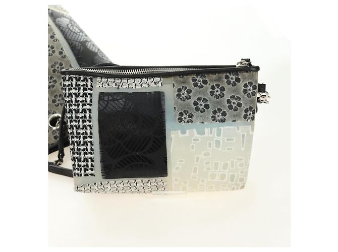 Borsa Tote Patchwork CHANEL in gomma Nero Argento CC Auth 183715SAV - vista 21