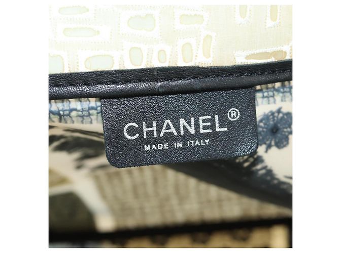 Borsa Tote Patchwork CHANEL in gomma Nero Argento CC Auth 183715SAV - vista 24