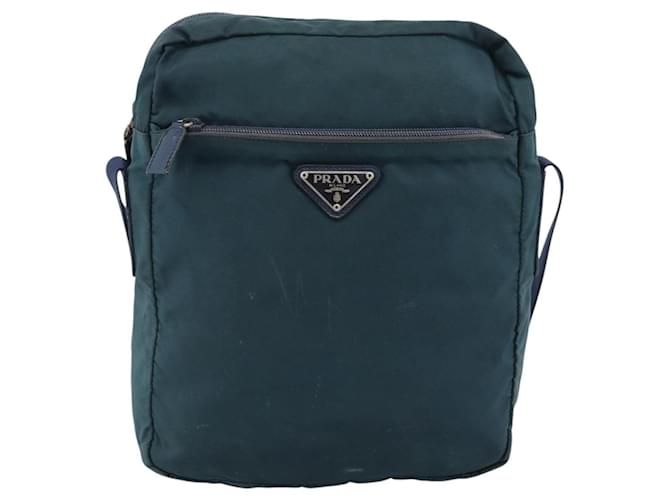 Borsa a Spalla PRADA Nylon Blu Argento Auth 184803 - vista 13