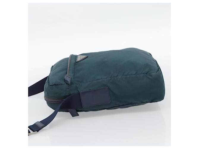 Borsa a Spalla PRADA Nylon Blu Argento Auth 184803 - vista 3