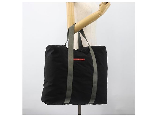 Borsa Tote PRADA Sports Line Nylon Nero Argento Auth ti3994 - vista 21