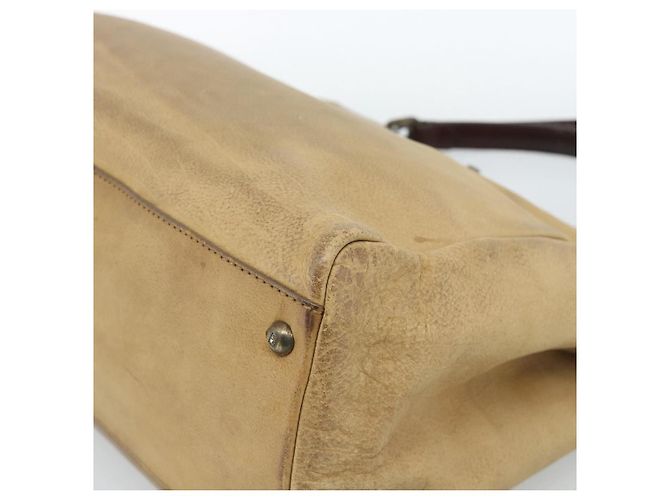 Borsa FENDI Peek A Boo Large in pelle 2way Beige Auth ka4679 - vista 10