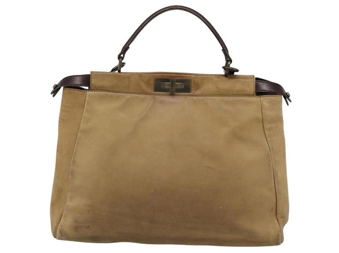 Borsa FENDI Peek A Boo Large in pelle 2way Beige Auth ka4679 - vista 13