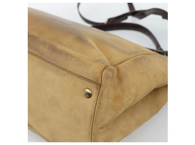 Borsa FENDI Peek A Boo Large in pelle 2way Beige Auth ka4679 - vista 16