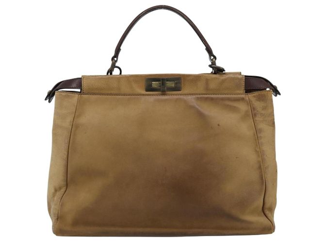 Borsa FENDI Peek A Boo Large in pelle 2way Beige Auth ka4679 - vista 2