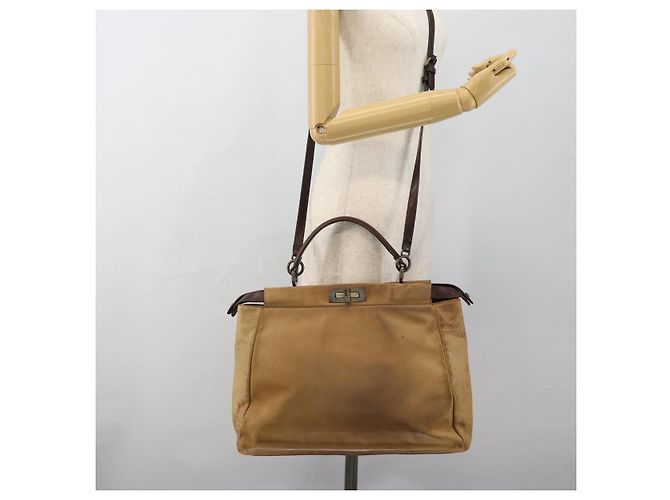 Borsa FENDI Peek A Boo Large in pelle 2way Beige Auth ka4679 - vista 24