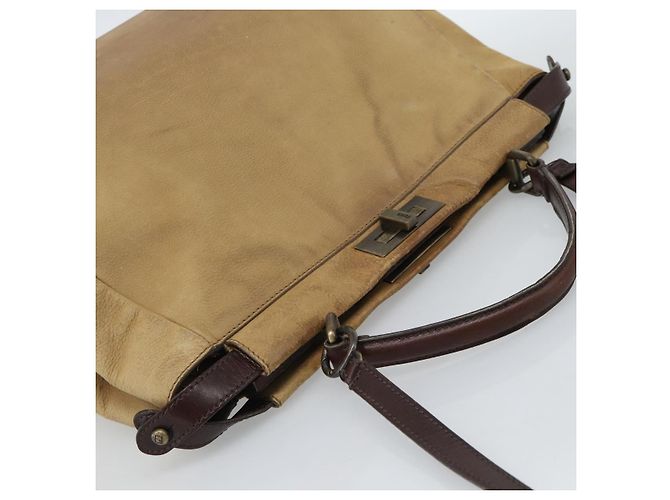 Borsa FENDI Peek A Boo Large in pelle 2way Beige Auth ka4679 - vista 6