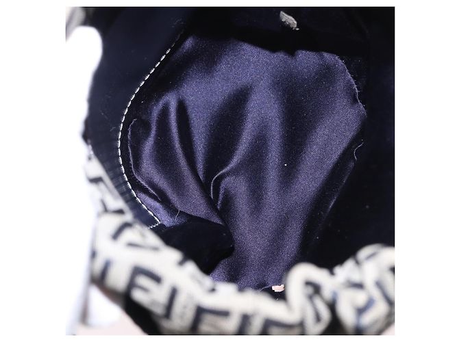 Borsa a Spalla FENDI Zucchino Canvas Navy Silver Auth 185672A Argento Blu navy - vista 10