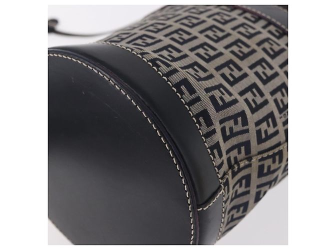 Borsa a Spalla FENDI Zucchino Canvas Navy Silver Auth 185672A Argento Blu navy - vista 15