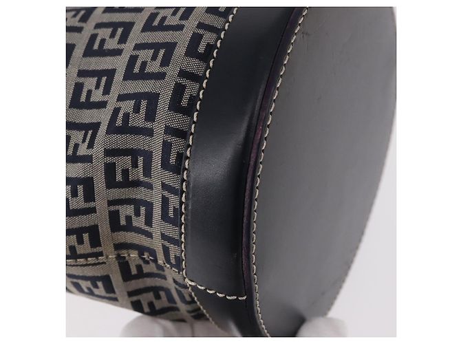 Borsa a Spalla FENDI Zucchino Canvas Navy Silver Auth 185672A Argento Blu navy - vista 16