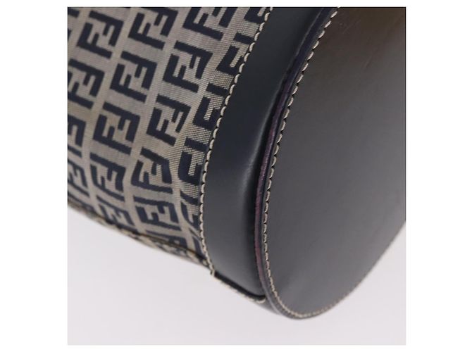 Borsa a Spalla FENDI Zucchino Canvas Navy Silver Auth 185672A Argento Blu navy - vista 8