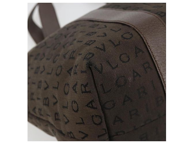 Bulgari Borsa Tote BVLGARI Logo Mania Canvas Marrone Argento Auth 184540 - vista 14