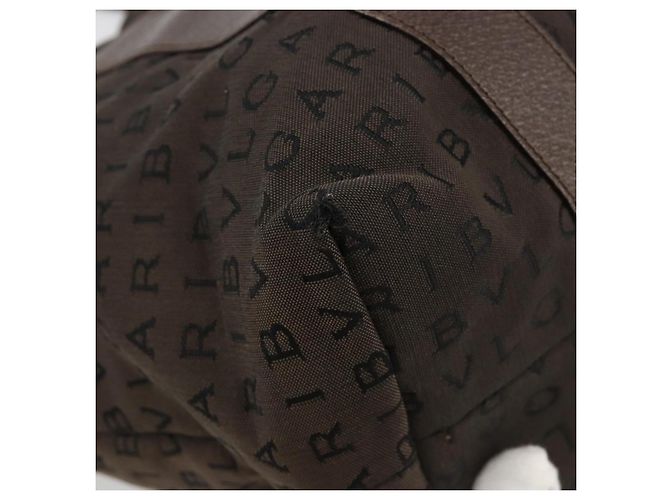 Bulgari Borsa Tote BVLGARI Logo Mania Canvas Marrone Argento Auth 184540 - vista 16