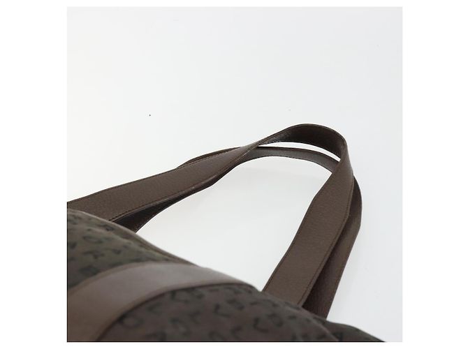 Bulgari Borsa Tote BVLGARI Logo Mania Canvas Marrone Argento Auth 184540 - vista 8