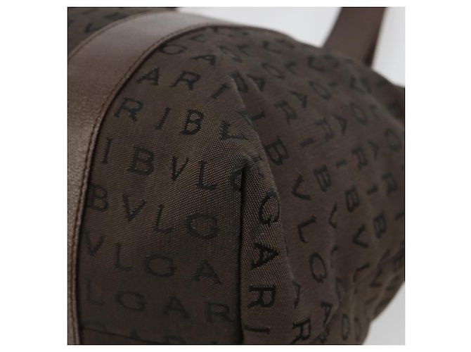 Bulgari Borsa Tote BVLGARI Logo Mania Canvas Marrone Argento Auth 184540 - vista 9