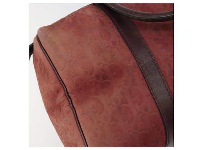 Borsa Boston Christian Dior Trotter Canvas Scamosciato Rosso Oro Autentica 185105 - vista 10