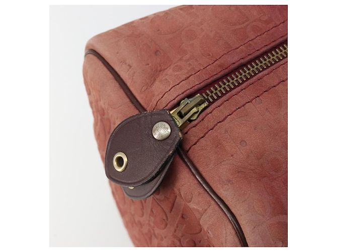 Borsa Boston Christian Dior Trotter Canvas Scamosciato Rosso Oro Autentica 185105 - vista 11