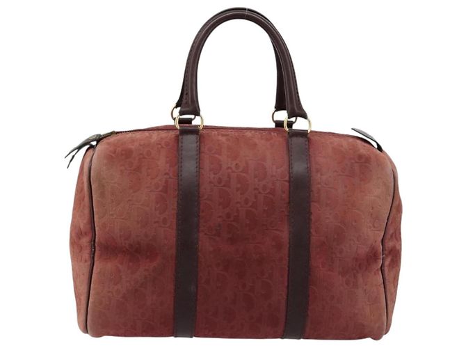 Borsa Boston Christian Dior Trotter Canvas Scamosciato Rosso Oro Autentica 185105 - vista 13