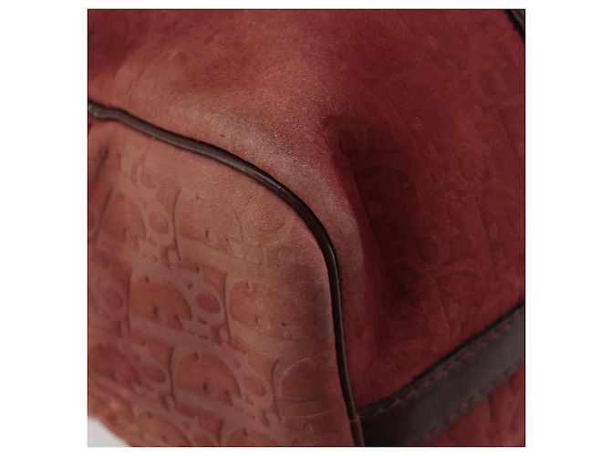 Borsa Boston Christian Dior Trotter Canvas Scamosciato Rosso Oro Autentica 185105 - vista 16