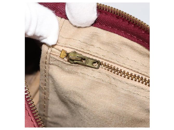 Borsa Boston Christian Dior Trotter Canvas Scamosciato Rosso Oro Autentica 185105 - vista 19