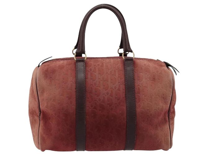 Borsa Boston Christian Dior Trotter Canvas Scamosciato Rosso Oro Autentica 185105 - vista 2