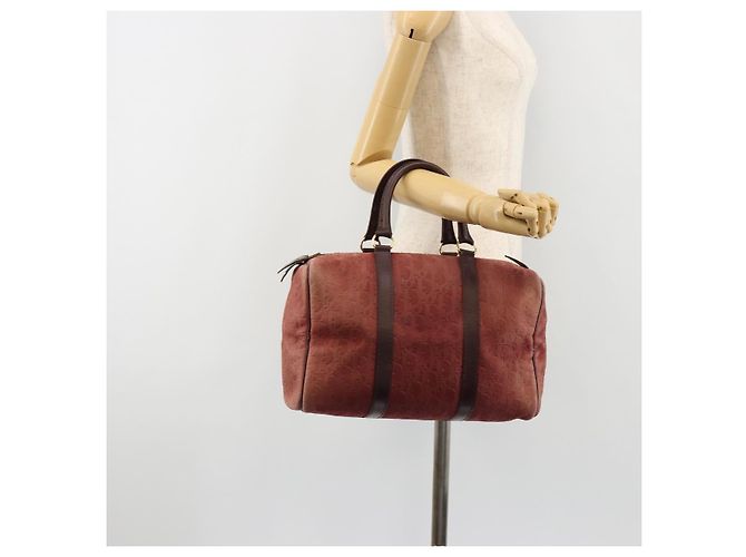 Borsa Boston Christian Dior Trotter Canvas Scamosciato Rosso Oro Autentica 185105 - vista 21