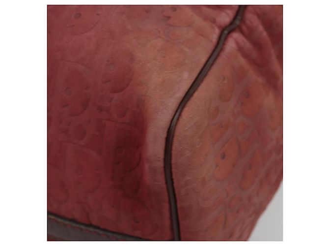 Borsa Boston Christian Dior Trotter Canvas Scamosciato Rosso Oro Autentica 185105 - vista 9