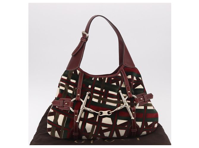 Bolso de Hombro GUCCI Jackie Terciopelo Verde Oro 163804 Auth 185371SM Dorado - vista 12