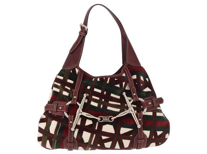 Bolso de Hombro GUCCI Jackie Terciopelo Verde Oro 163804 Auth 185371SM Dorado - vista 13