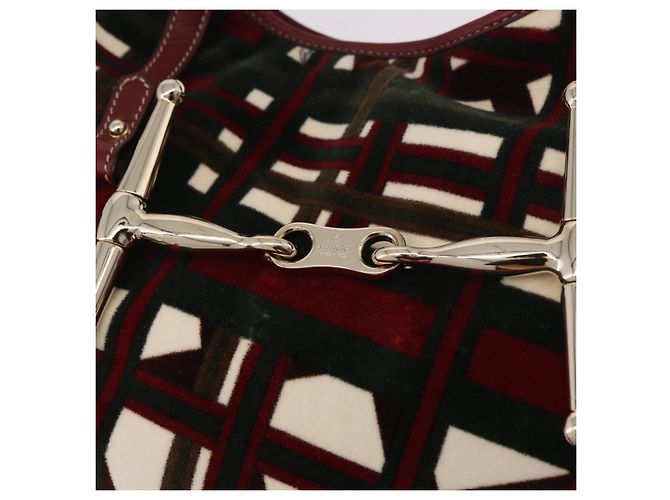 Bolso de Hombro GUCCI Jackie Terciopelo Verde Oro 163804 Auth 185371SM Dorado - vista 18