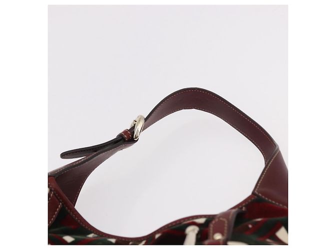 Bolso de Hombro GUCCI Jackie Terciopelo Verde Oro 163804 Auth 185371SM Dorado - vista 8