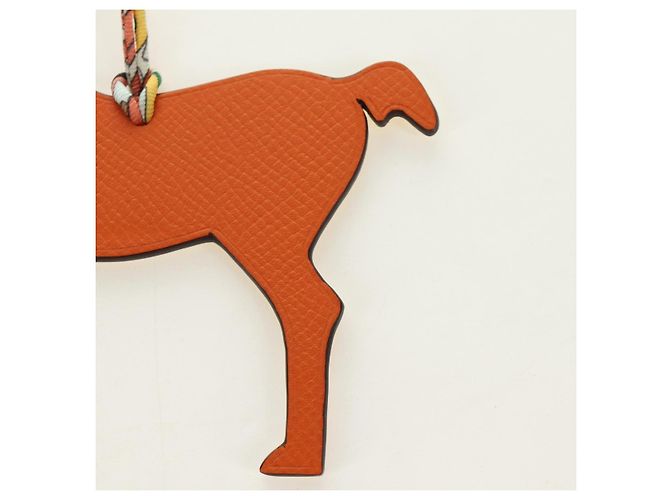 Hermès HERMES Petit H Pferd Anhänger Leder Orange Authentisch 184264M - Ansicht 3