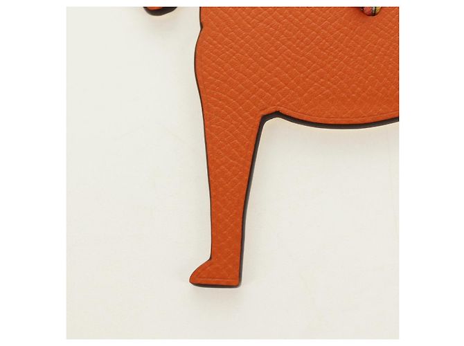 Hermès HERMES Petit H Pferd Anhänger Leder Orange Authentisch 184264M - Ansicht 4